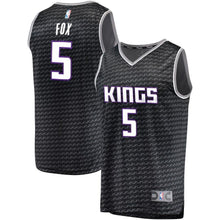 Load image into Gallery viewer, 5 - Men's Fanatics Branded De'Aaron Fox Black Sacramento Kings Fast Break Jersey - Statement Edition