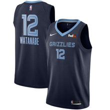 Load image into Gallery viewer, 12 - Men&#39;s Nike Yuta Watanabe Memphis Grizzlies Swingman Sponsor Patch Jersey – Icon Edition - Navy