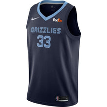 Load image into Gallery viewer, 33 - Men's Nike Marc Gasol Memphis Grizzlies Swingman Sponsor Patch Jersey – Icon Edition - Navy