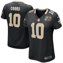 Load image into Gallery viewer, Women' Nike Brandin Cooks Black New Orleans Saints 50th Season Patch Game Jersey