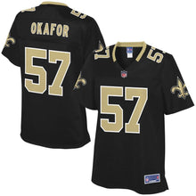 Load image into Gallery viewer, Women' NFL Pro Line Alex Okafor Black New Orleans Saints Player Jersey