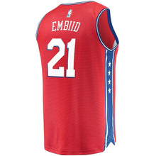 Load image into Gallery viewer, 21 - Men's Fanatics Branded Joel Embiid Red Philadelphia 76ers Fast Break Replica Jersey - Statement Edition - Red