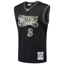 Load image into Gallery viewer, 3 - Men's Mitchell &amp; Ness Allen Iverson Black Philadelphia 76ers Straight Fire Camo Swingman Jersey - Black