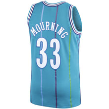 Load image into Gallery viewer, 33 - Men's Mitchell &amp; Ness Alonzo Mourning Teal Charlotte Hornets 1992-93 Hardwood Classics Swingman Jersey - Aqua