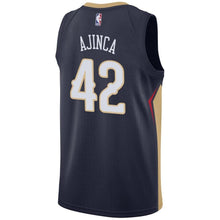 Load image into Gallery viewer, 42 -Men's Nike Alexis Ajinca Navy New Orleans Pelicans Swingman Sponsor Patch Jersey - Navy